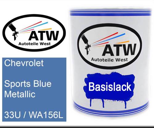 Chevrolet, Sports Blue Metallic, 33U / WA156L: 1L Lackdose, von ATW Autoteile West.